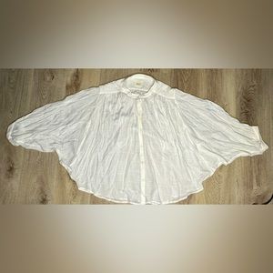 MAEVE BY ANTHROPOLOGIE OVERSIZED FLOWY BLOUSE BUTTON UP SIZE LARGE
